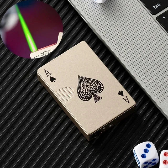 New Unusual Torch Turbo Butane Gas Lighters, Novelty Metal Playing Cards Jet Poker Lighter, Creative Windproof Outdoor Lighter